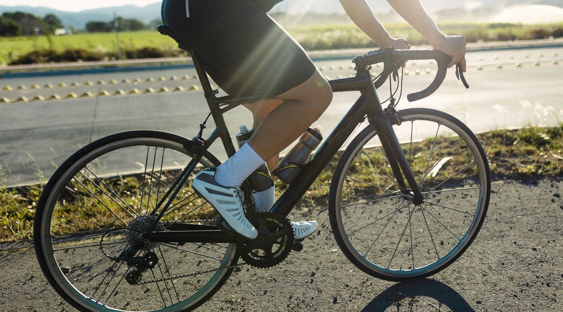 a person riding a bicycle outside