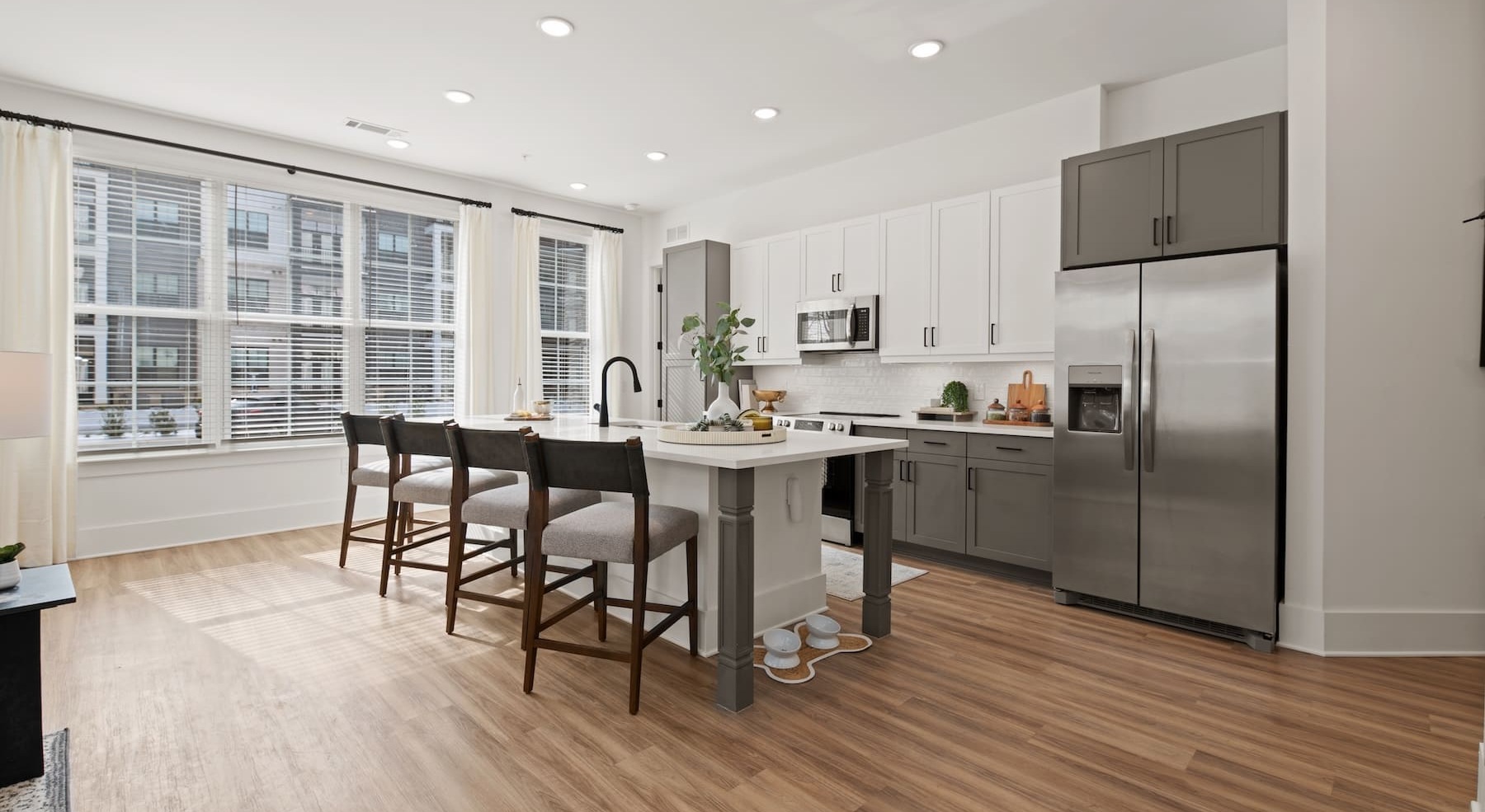 kitchen with bright lighting and ample counter space