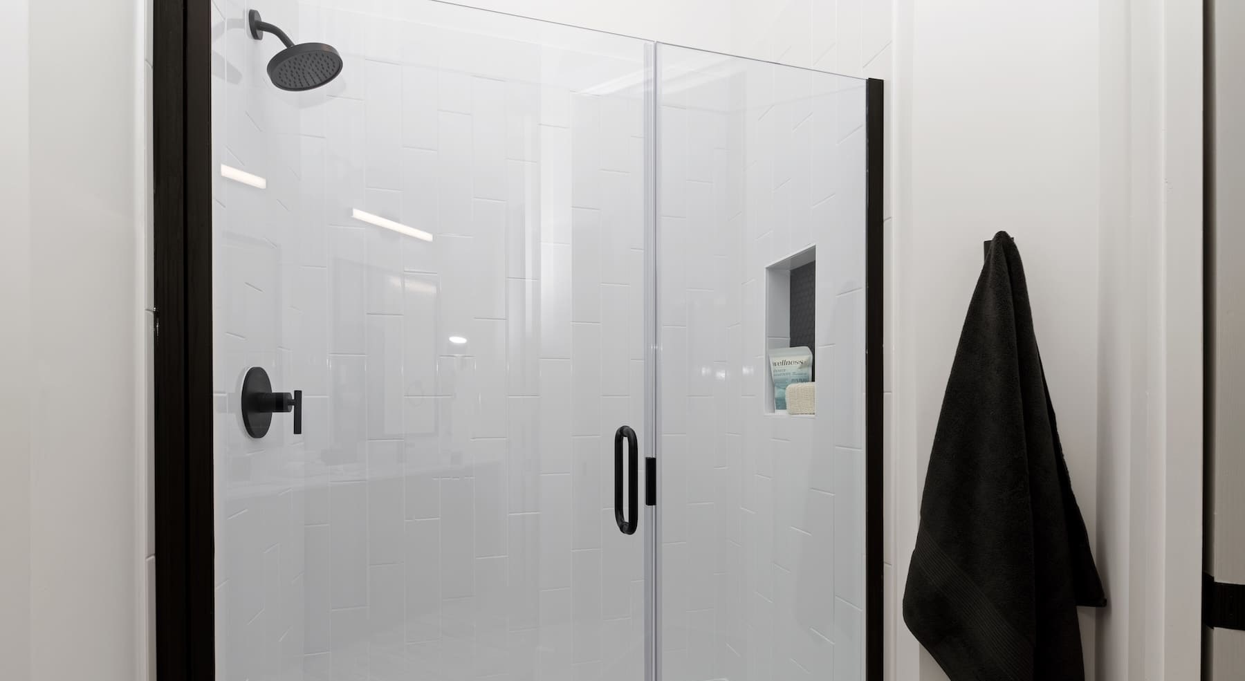 a walk-in shower area